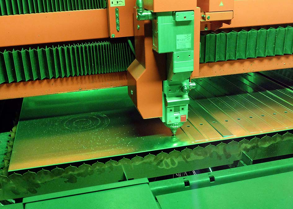 Laser cutting in one of the BySprint Fiber 3015s.